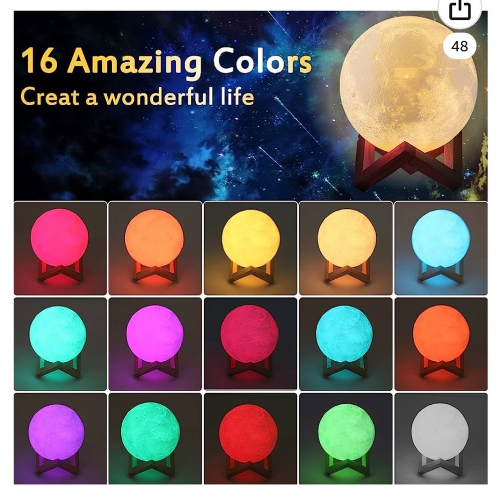 Moon Light Lamp Ambiance with 16 Colors and Functions